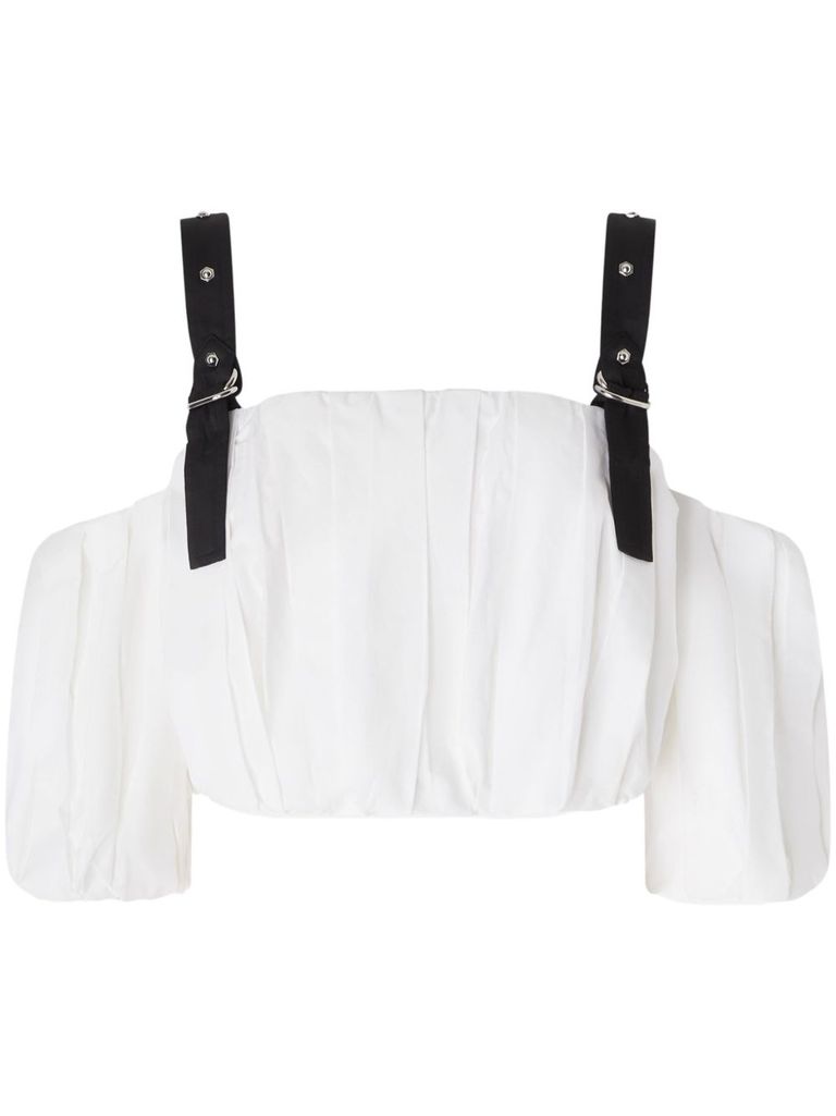 Shop Pinko White Cotton Top With Adjustable Shoulder Straps