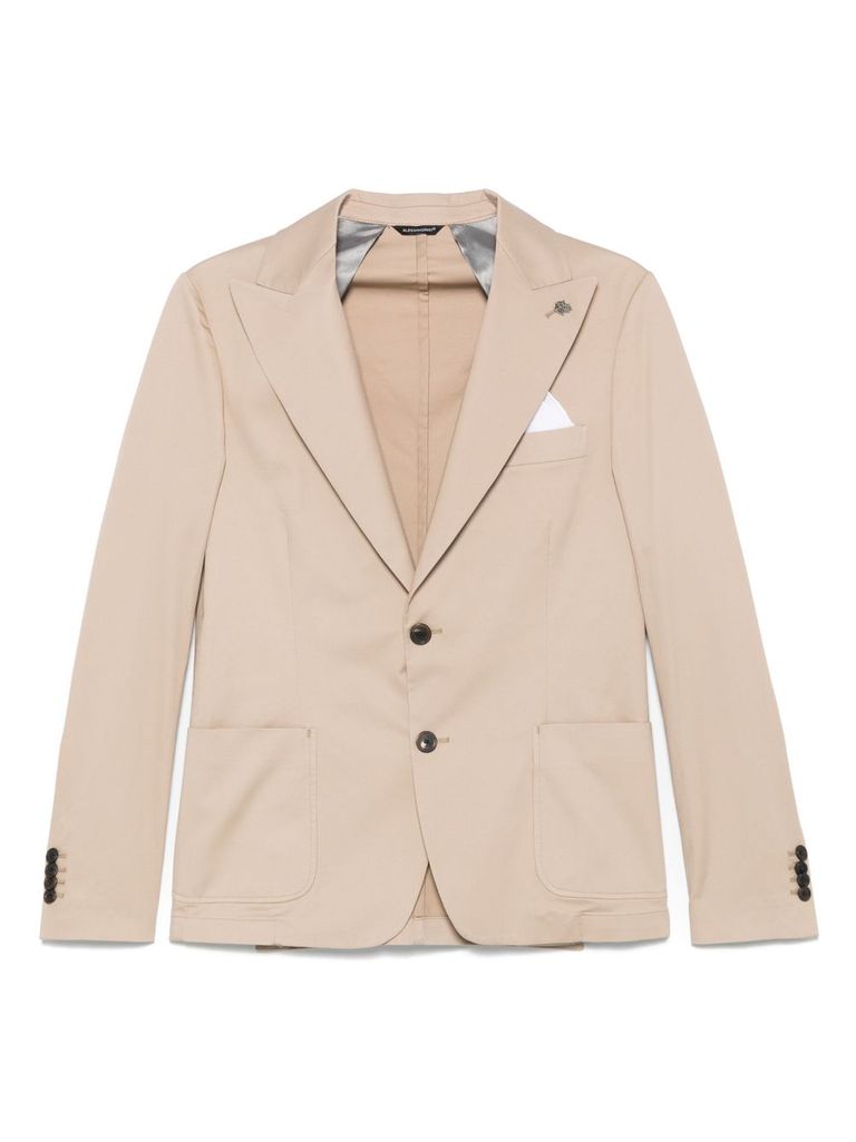 Shop Daniele Alessandrini Elegant Beige Cotton Blazer