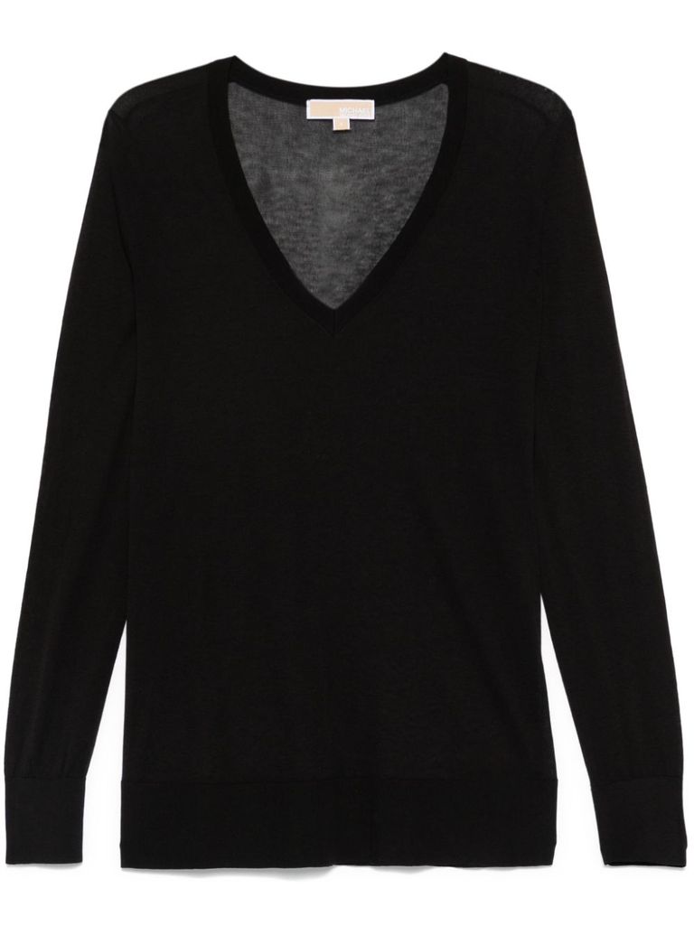 Shop Michael Kors Black Cotton Blended Sweater