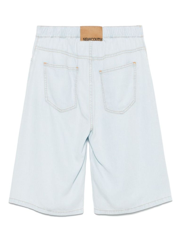 Shop Semicouture Sky Blue 'ellen' Shorts