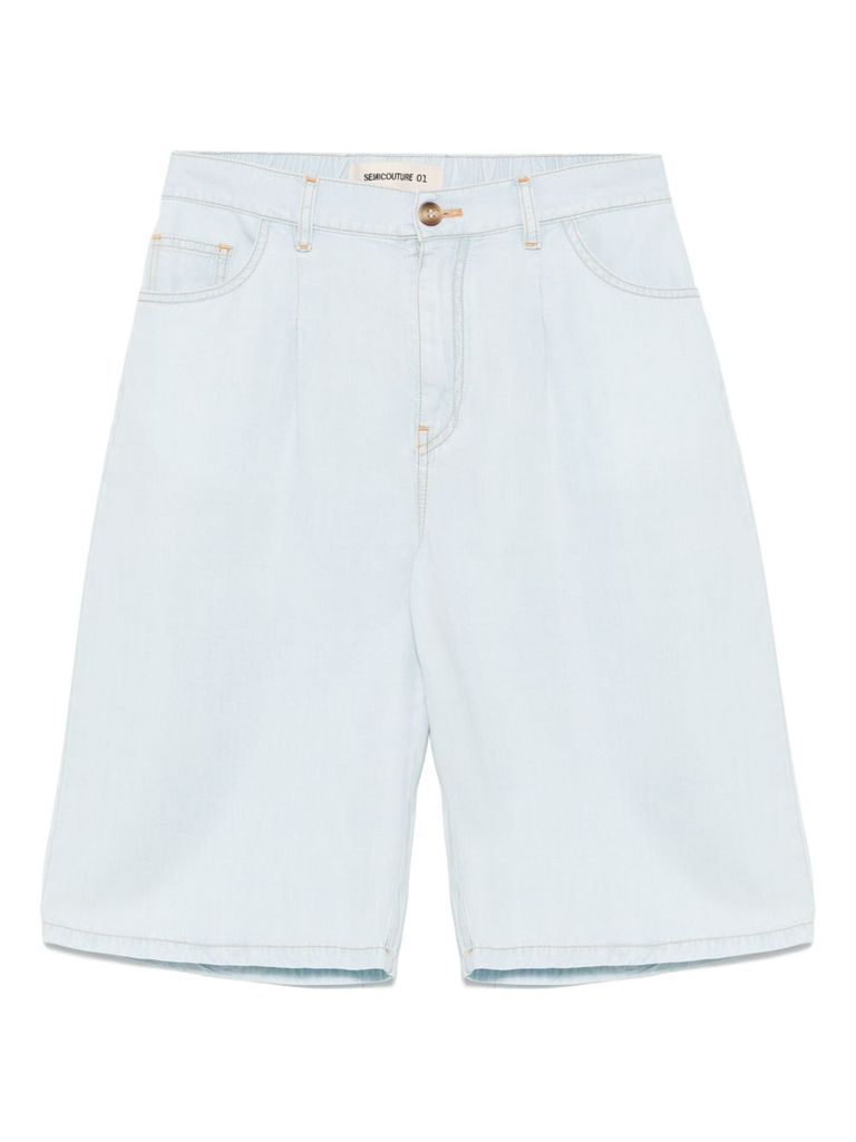 Shop Semicouture Sky Blue 'ellen' Shorts