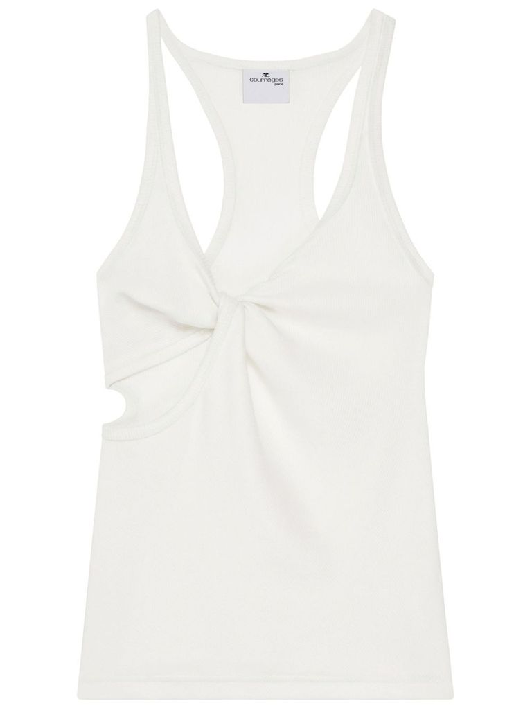Courrèges Twist-detail Top With Deep V-neckline In White