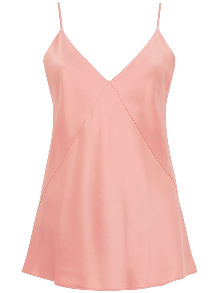 Max Mara Pink Silk Top With Thin Shoulder Straps In Pink