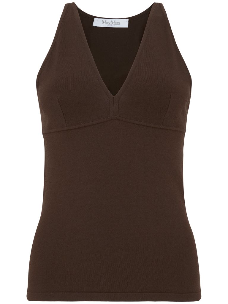 Max Mara V-neck Ribbed Tank Top In Brown