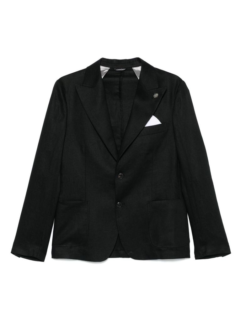 Shop Daniele Alessandrini Elegant Black Linen Blazer