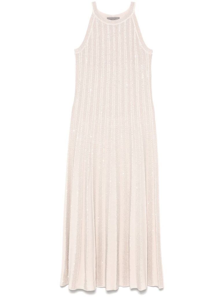 D Exterior D.exterior White Long Dress Sleeveless Lurex-effect In White