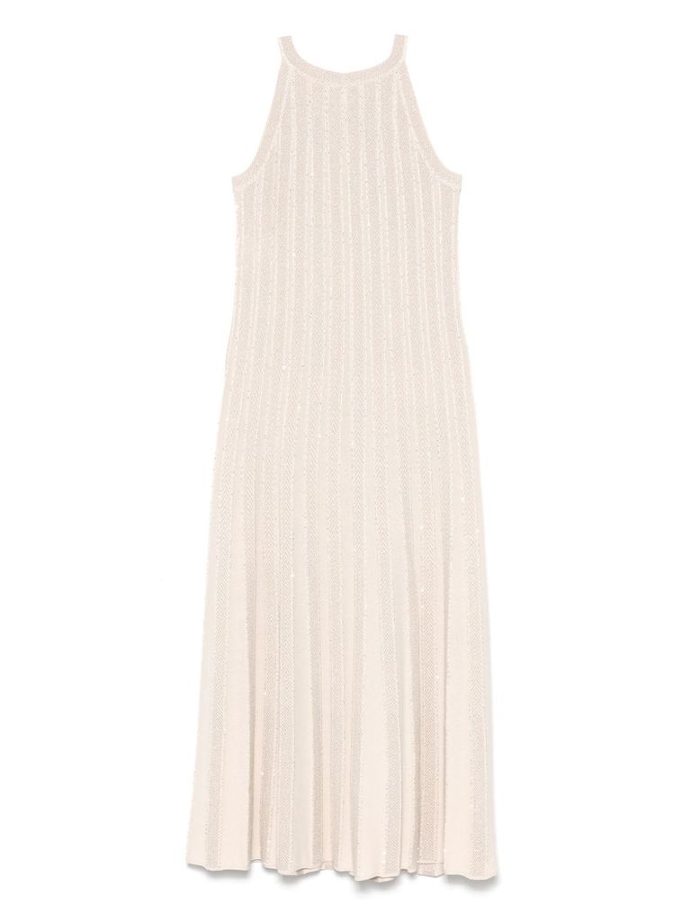D Exterior D.exterior White Long Dress Sleeveless Lurex-effect In White