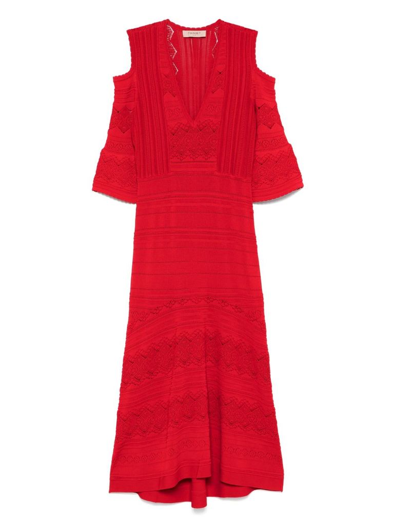 Shop Twinset Red Midi Dress With Lace