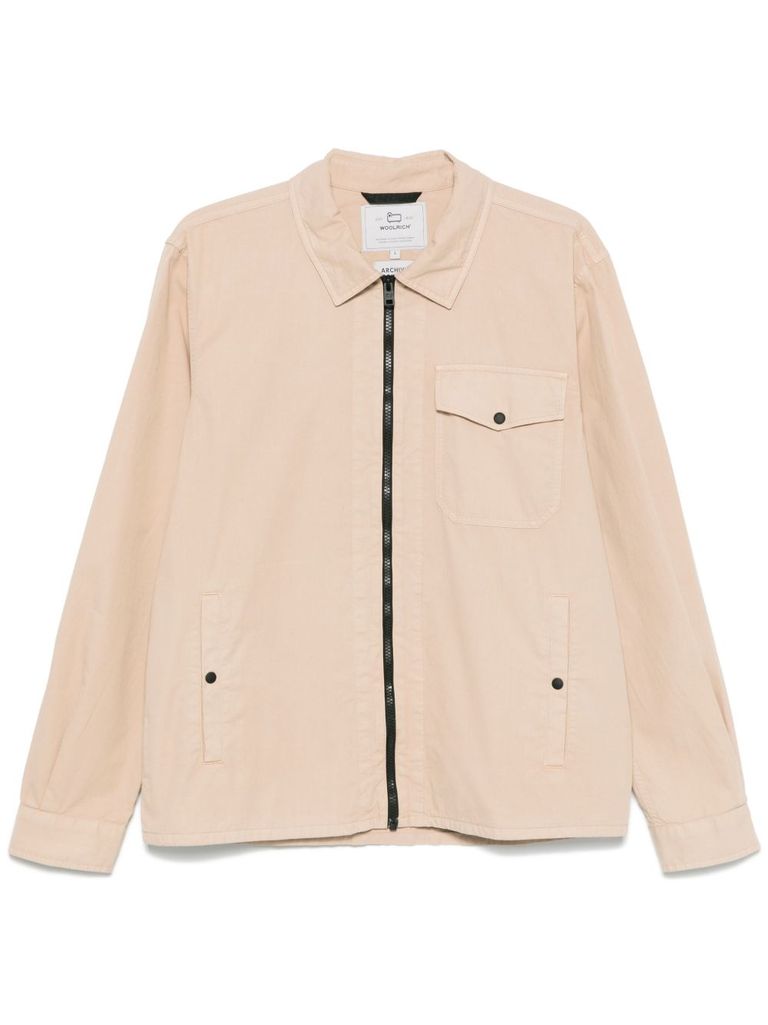Woolrich Beige Jacket With Pockets And Zip Closure In White