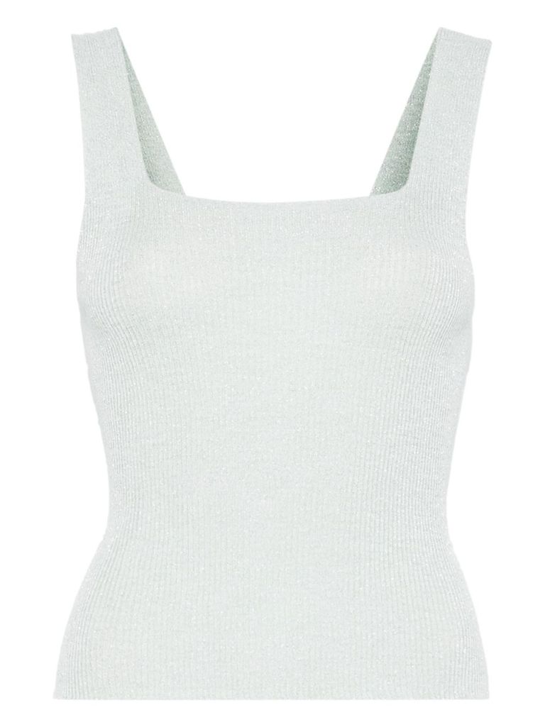 Twinset Light Green Ribbed-knit Tank Top In Green