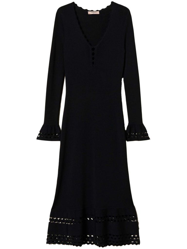 Shop Twinset Black Midi Dress With V-neck