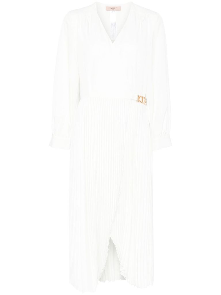 Shop Twinset White Midi Dress With Plissè