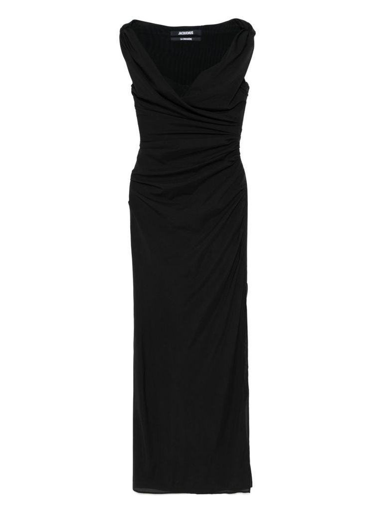 Shop Jacquemus Black 'la Robe Rita Longue' Long Dress