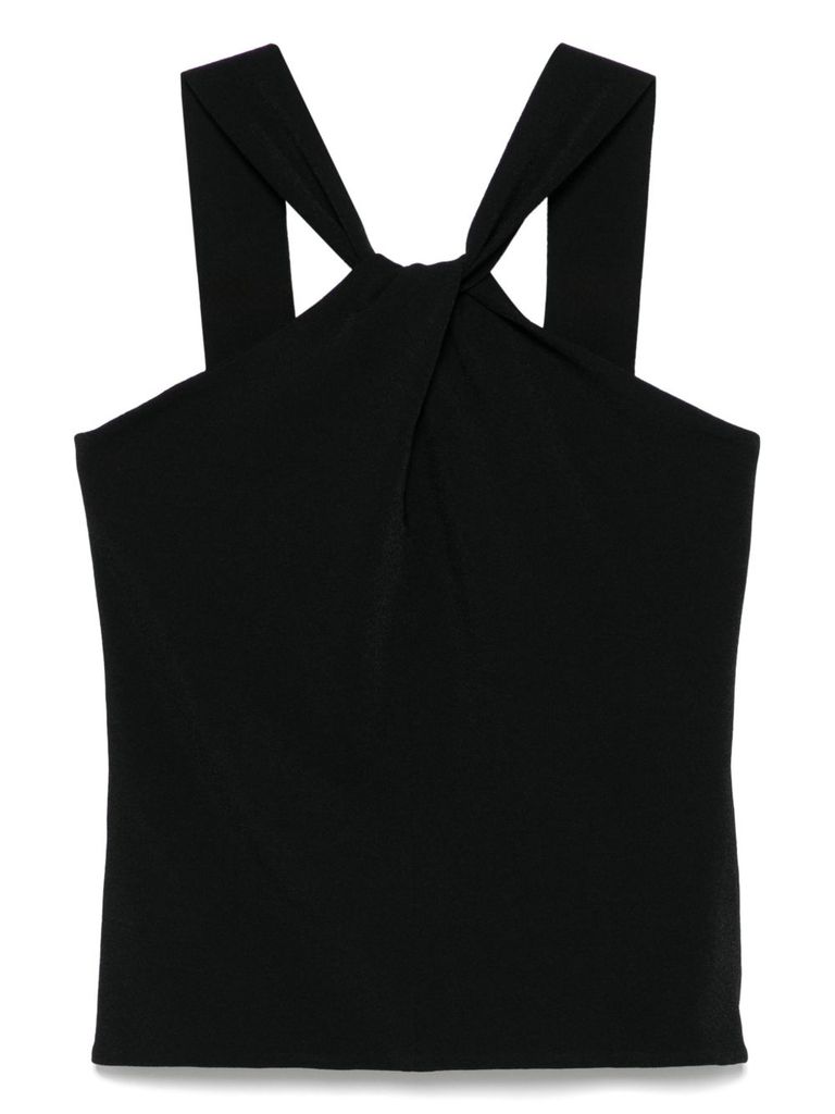 D Exterior Dexterior Twisted Back Top In Soft Viscose Blend In Black
