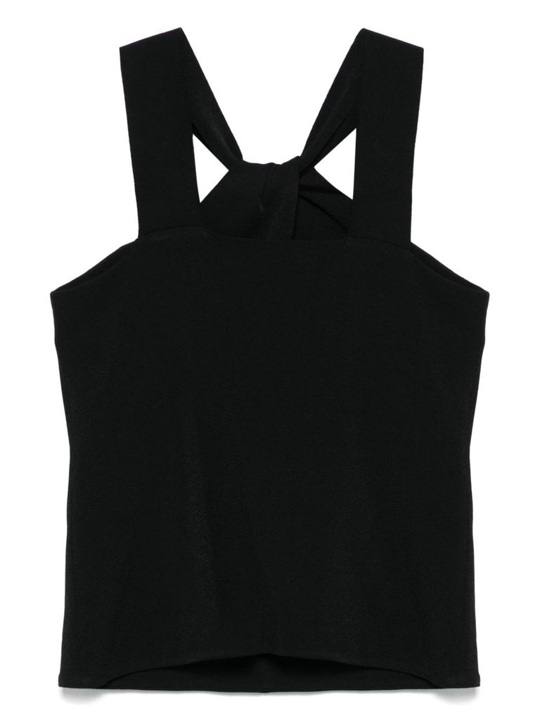 D Exterior Dexterior Twisted Back Top In Soft Viscose Blend In Black