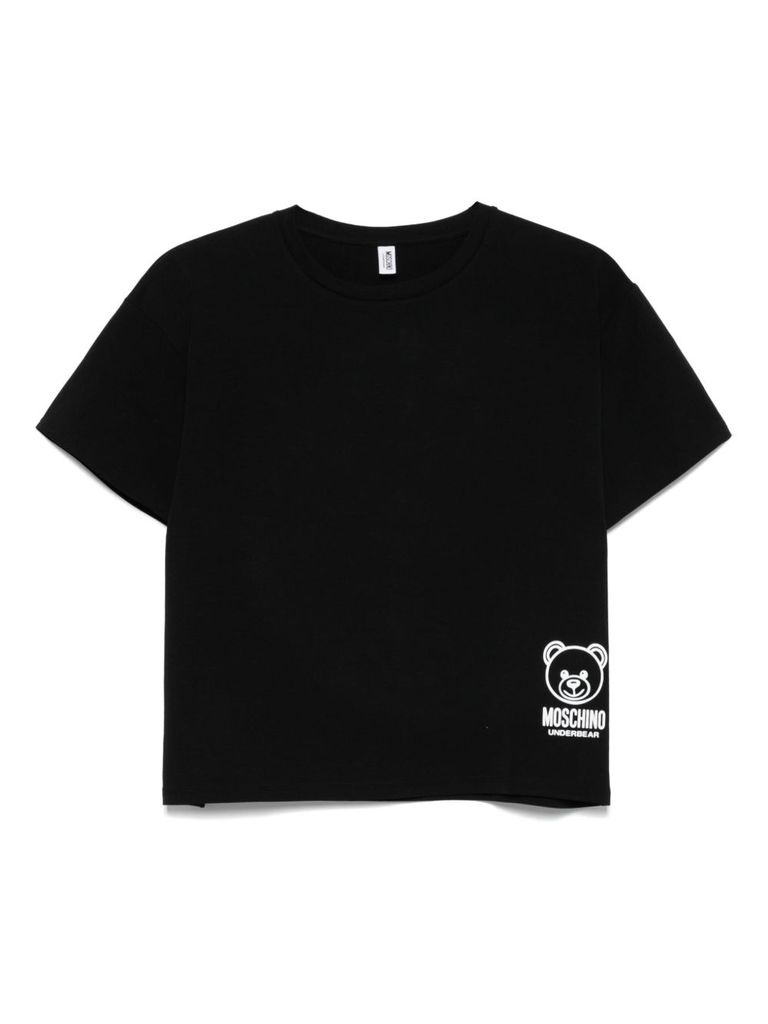 Moschino Underwear Black Cotton Blend T-shirt With Logo In Black