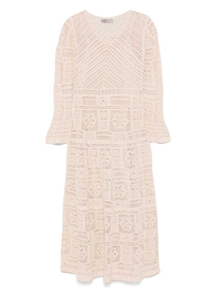 Shop D Exterior Beige Long Dress With Lace And Slip Dress In Pink