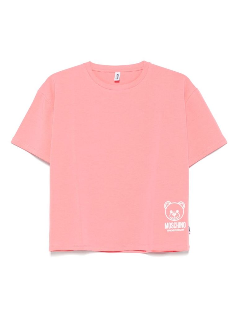Moschino Underwear Pink Cotton Blend T-shirt With Logo In Pink
