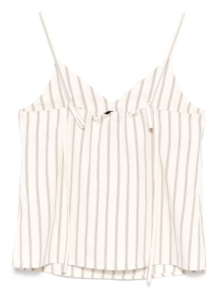 Seventy Cream Top With Stripes Pattern In White