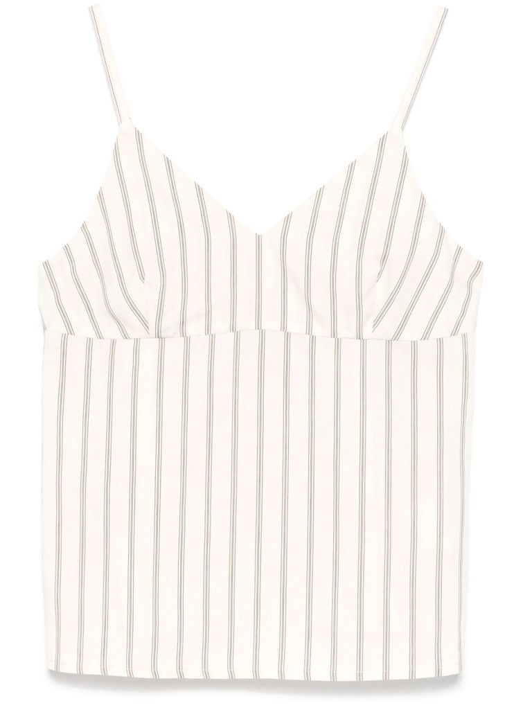 Seventy Cream Top With Stripes Pattern In White