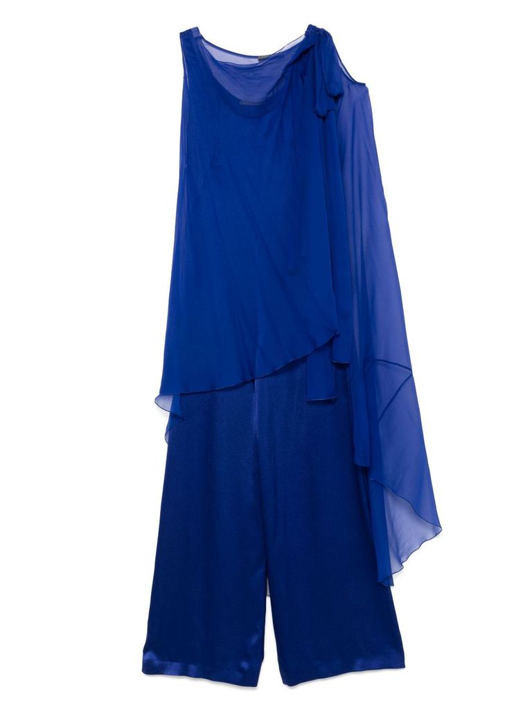 Alberta Ferretti Blue Trousers With Flowing Overlay In Blue