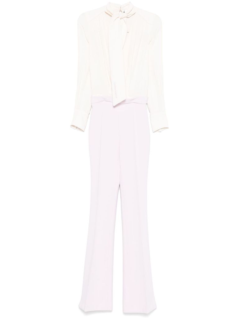 Elisabetta Franchi White Jumpsuit With Neck Detail In White