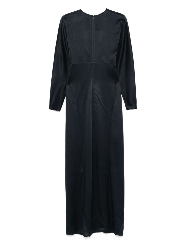 Antonelli Blue 'lucerna' Long Dress Long-sleeves In Blue