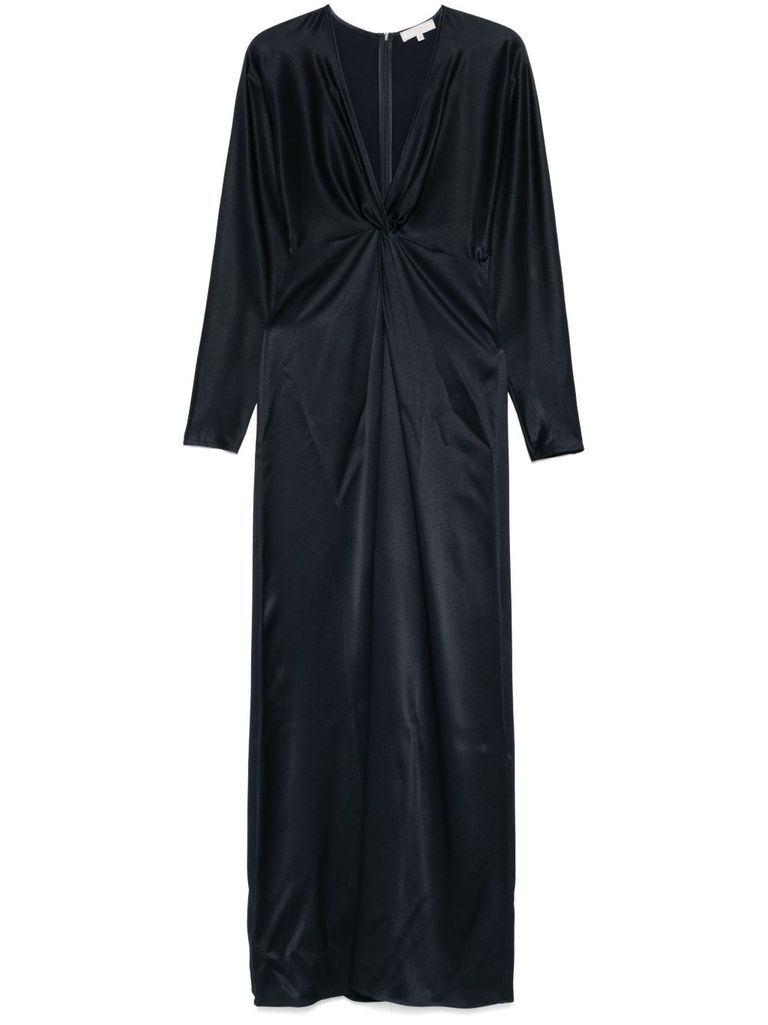 Antonelli Blue 'lucerna' Long Dress Long-sleeves In Blue