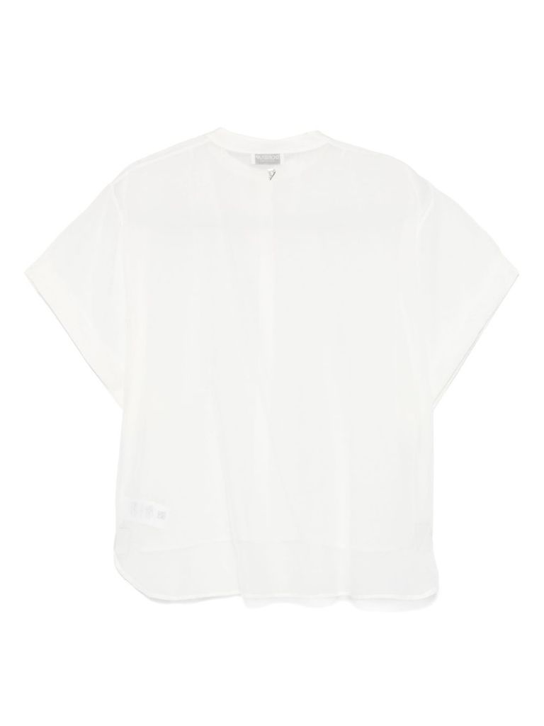 Dondup White Shirt In Cotton And Linen With Short-sleeves In White