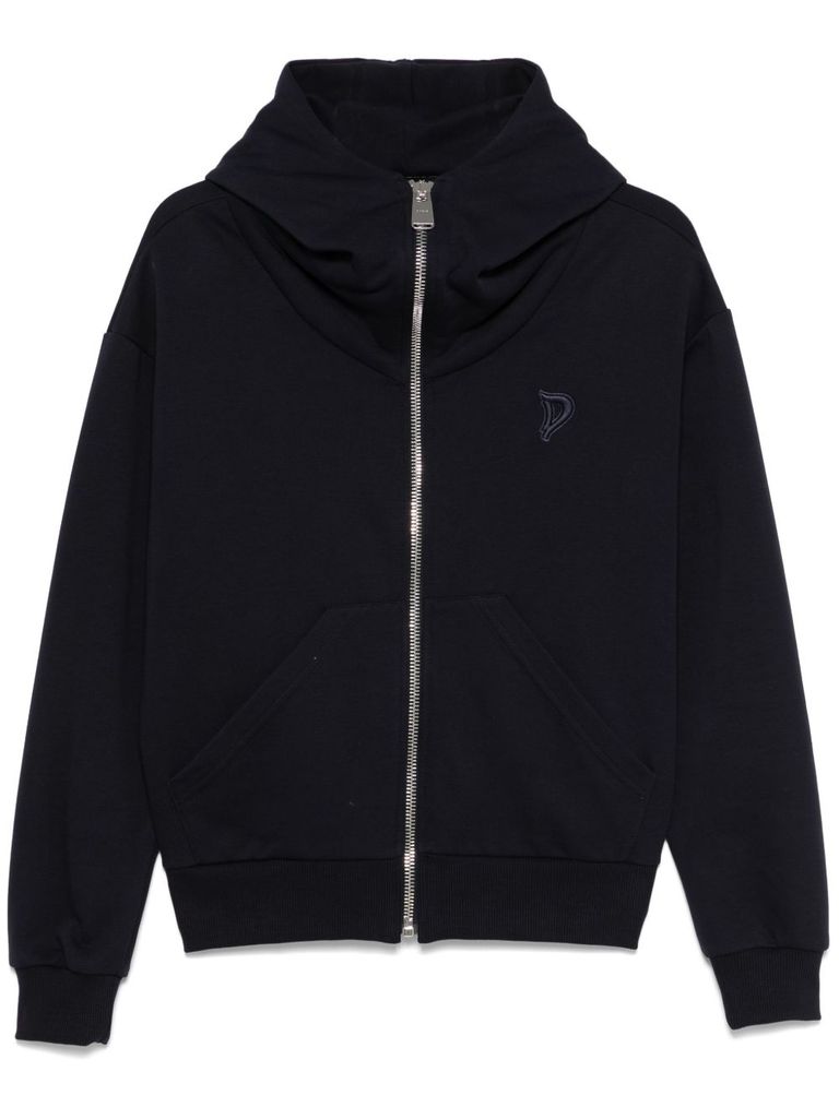 Dondup Zip-up Blue Hoodie With Cozy Hood In Blue