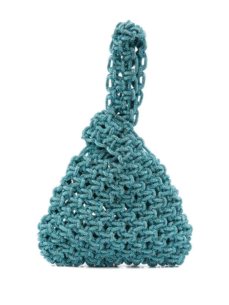 Shop Hibourama Woven Light Blue 'niky' Tote Bag