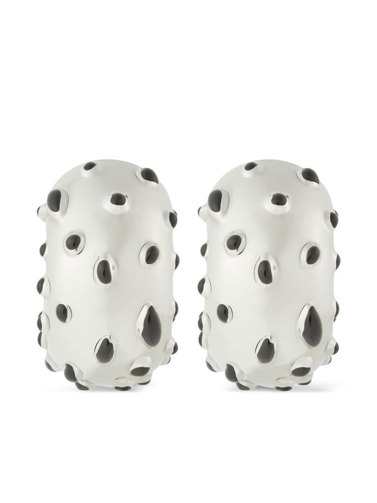 Shop Courrèges Silver And Black 'infinity' Earrings