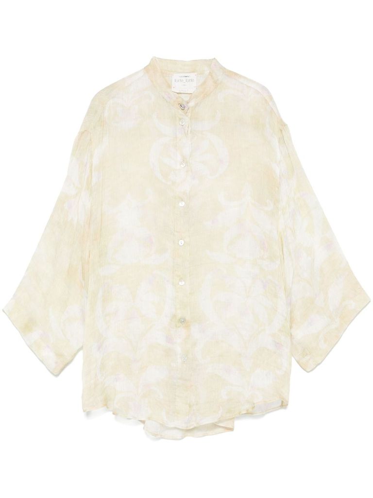 Shop Forte Forte 'my Shirt' Shirt In Linen And Silk In Beige