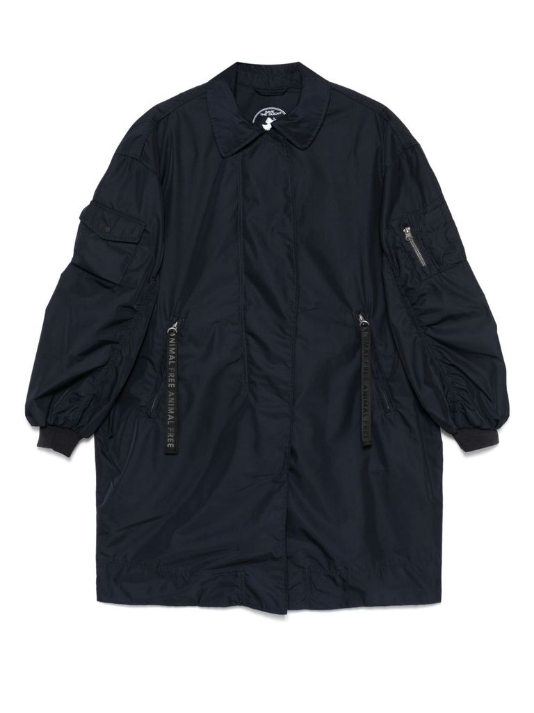 Save The Duck Luxe Black Jacket With High Collar In Blue