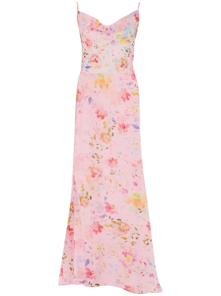 Mar De Margaritas Delicate Floral Maxi Dress In Pink