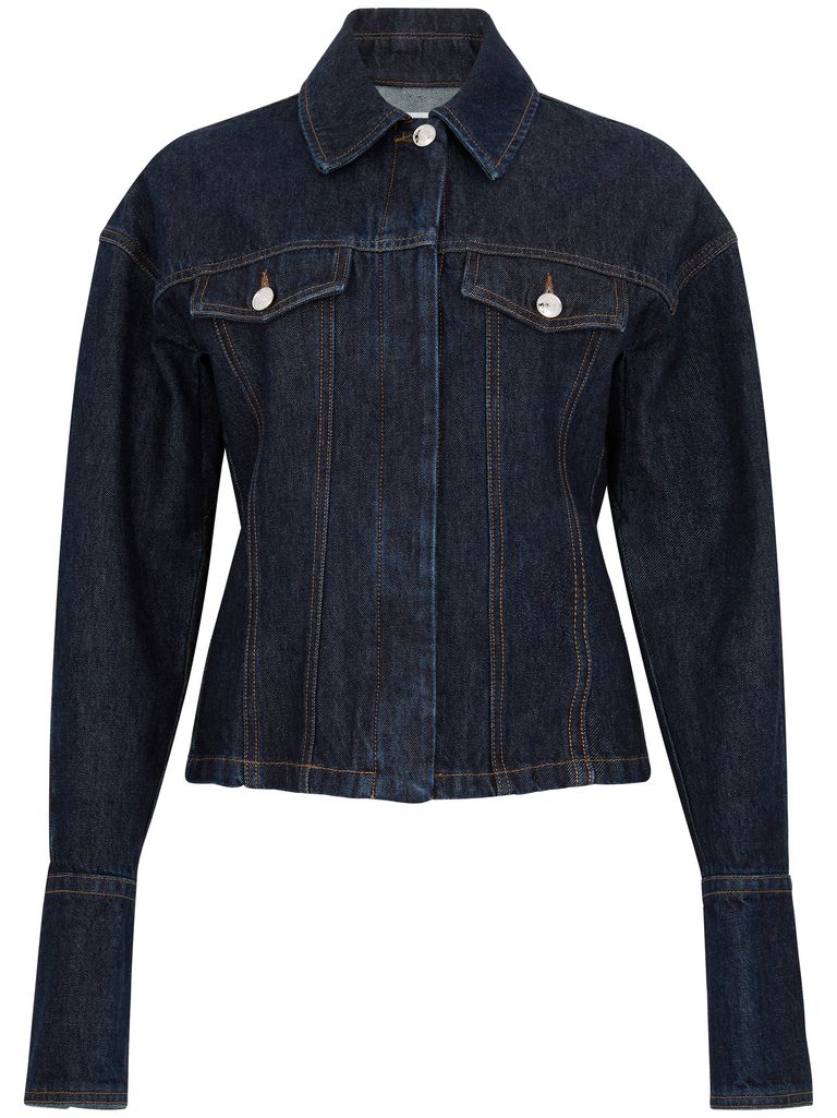 Sportmax Denim Fitted-waist Jacket In Blue
