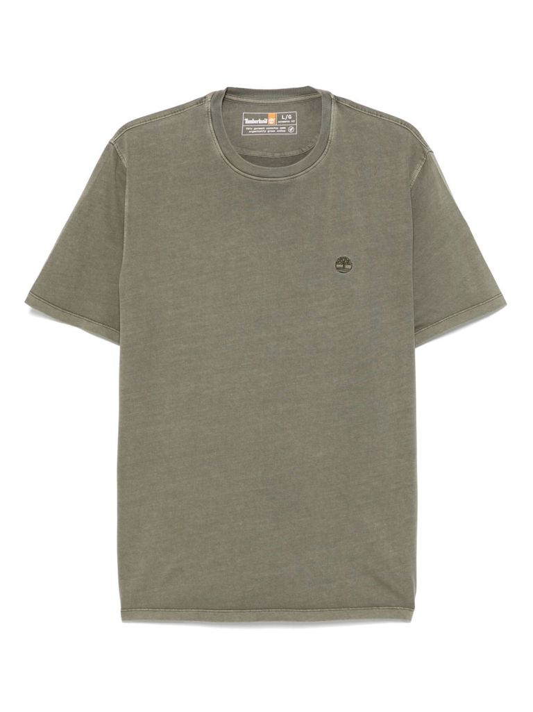 Shop Timberland Green T-shirt In Cotton With Logo And Short-sleeves
