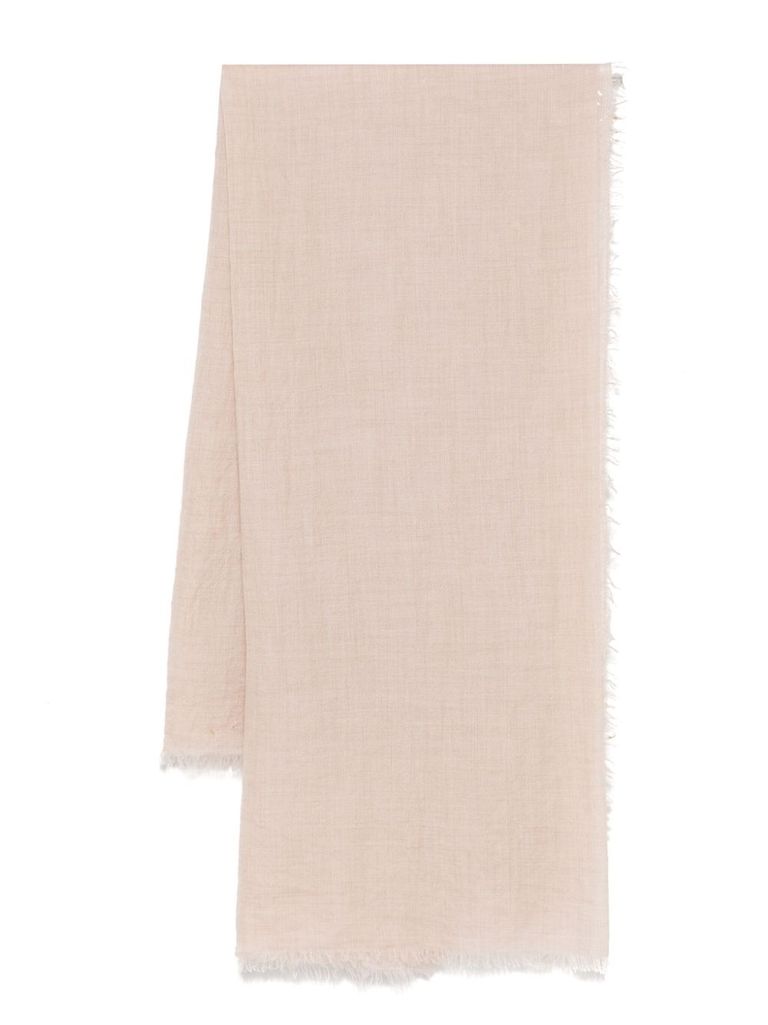 Faliero Sarti Cashmere Scarf With Delicate Fringe In Beige