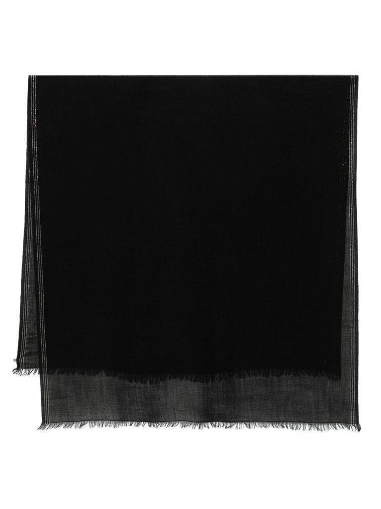 Faliero Sarti Black Scarf With Virgin Wool In Black
