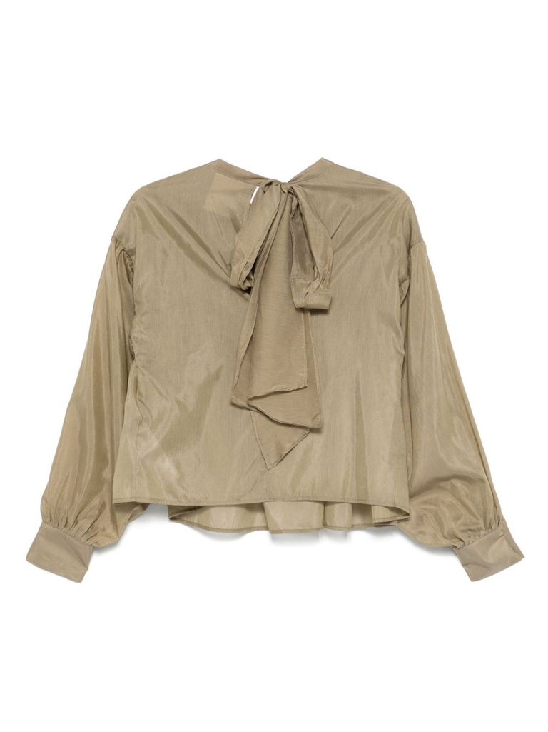Shop Semicouture Beige 'saturnina' Blouse In Cotton And Silk