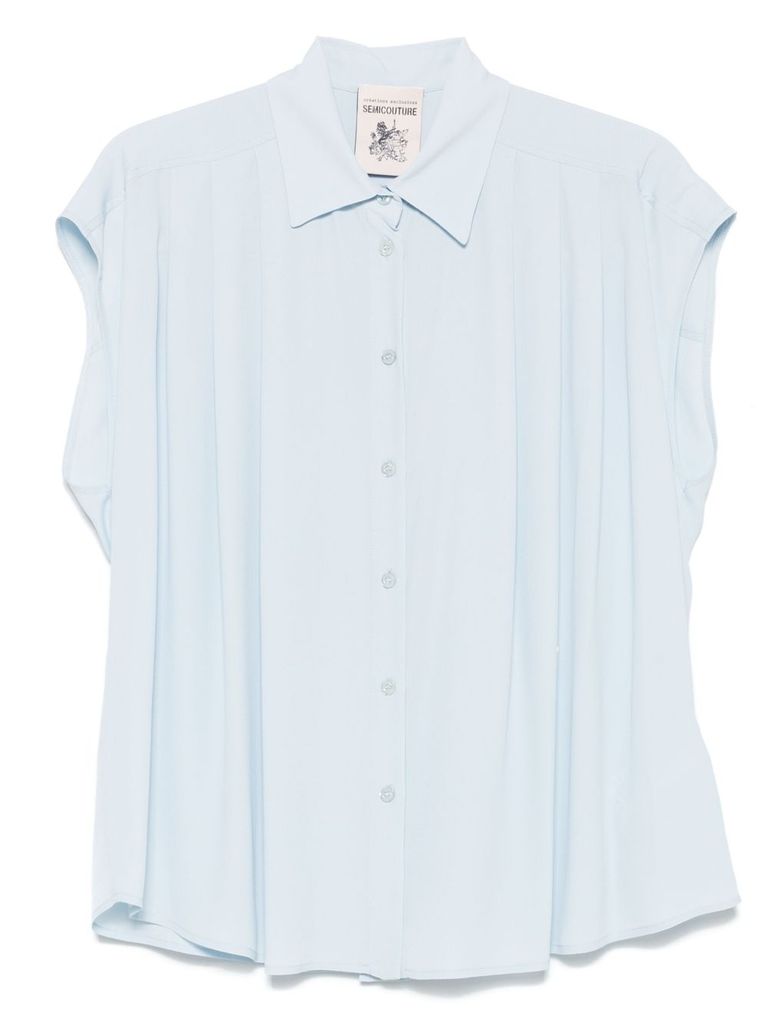 Shop Semicouture Light Blue 'estebana' Shirt Short-sleeves