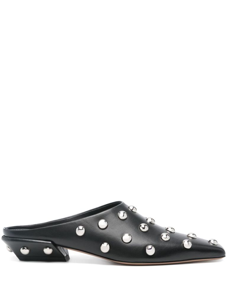 Paris Texas Studded Pointed Toe Mule In Black