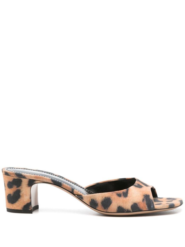Shop Paris Texas 'lara' Mules In Leather With Heel And Animalier Print In Brown