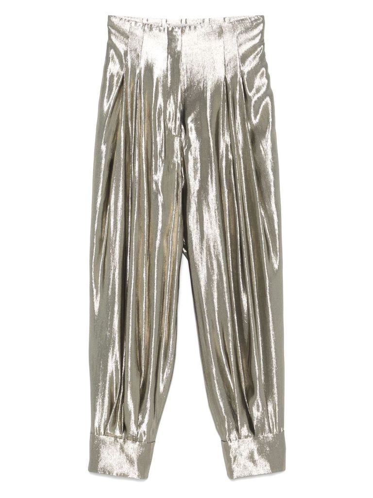 Philosophy Di Lorenzo Serafini Silver Casual Trousers Laminated-effect In Silver