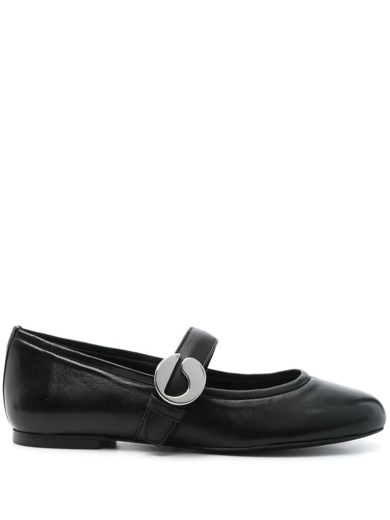 Coperni Black Ballerinas With Metallic Logo And Strap In Black