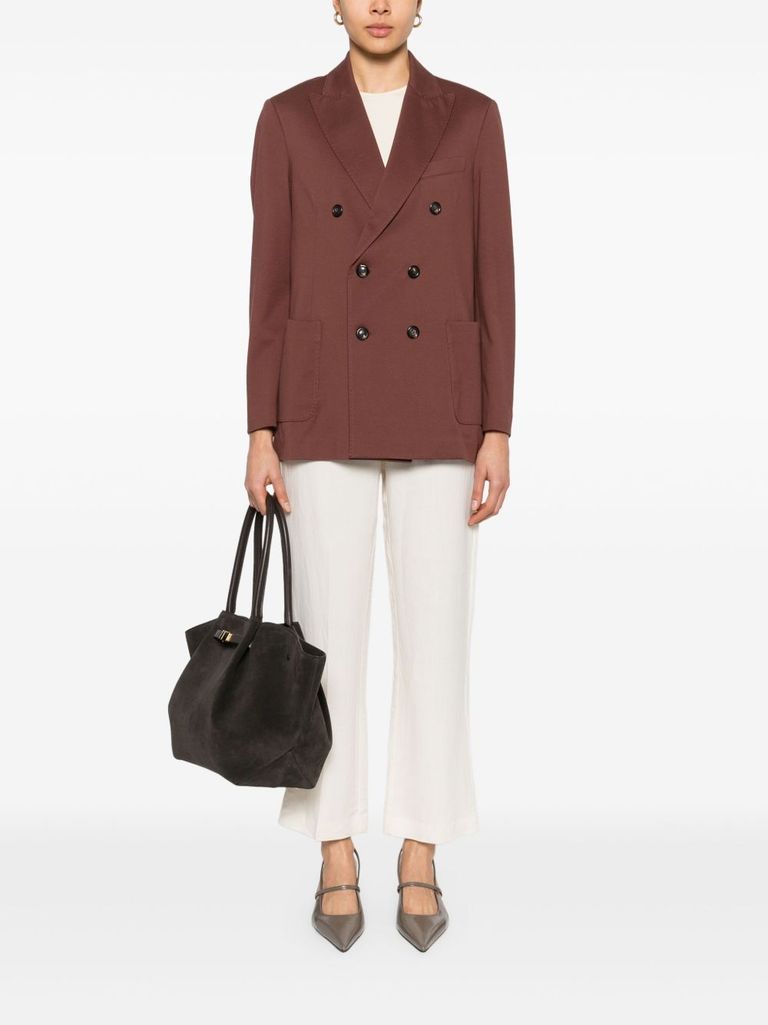 Circolo 1901 Blazer Doppiopetto In Misto Cotone Marrone In Marrone