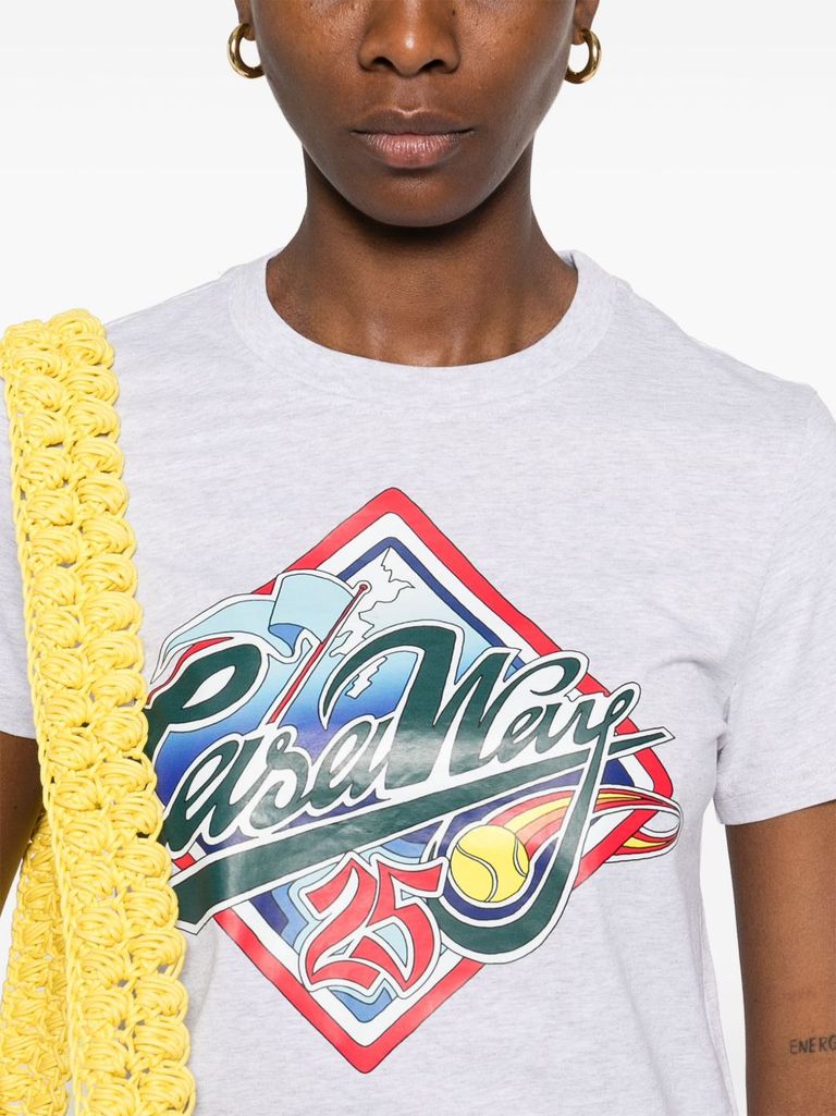 Shop Casablanca Grey Cotton T-shirt With Graphic Print In Grigio