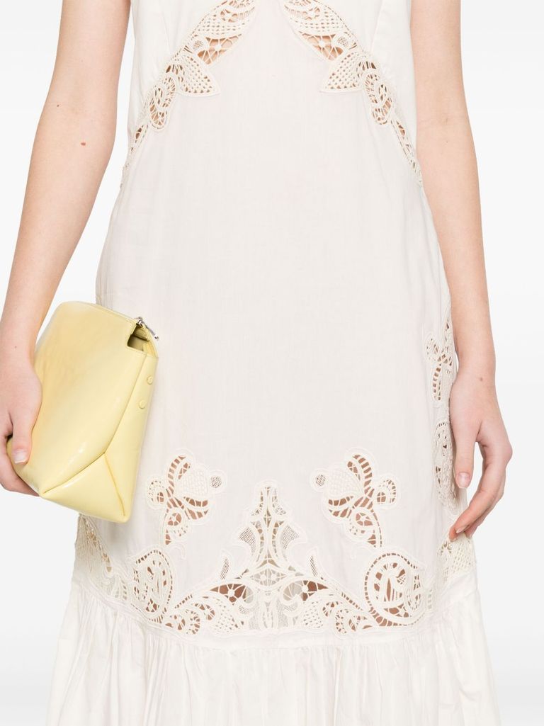 Shop Twinset Ivory Halter Long Dress In Beige