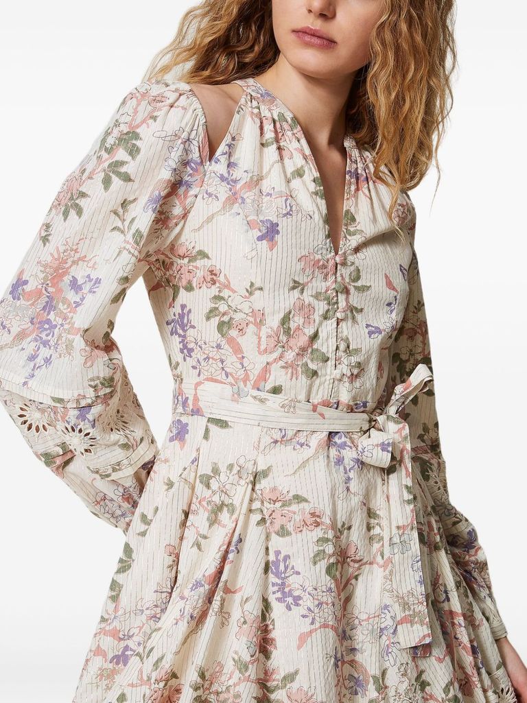 Shop Twinset Multicolour Floral Pattern Mini Dress In Multicolore