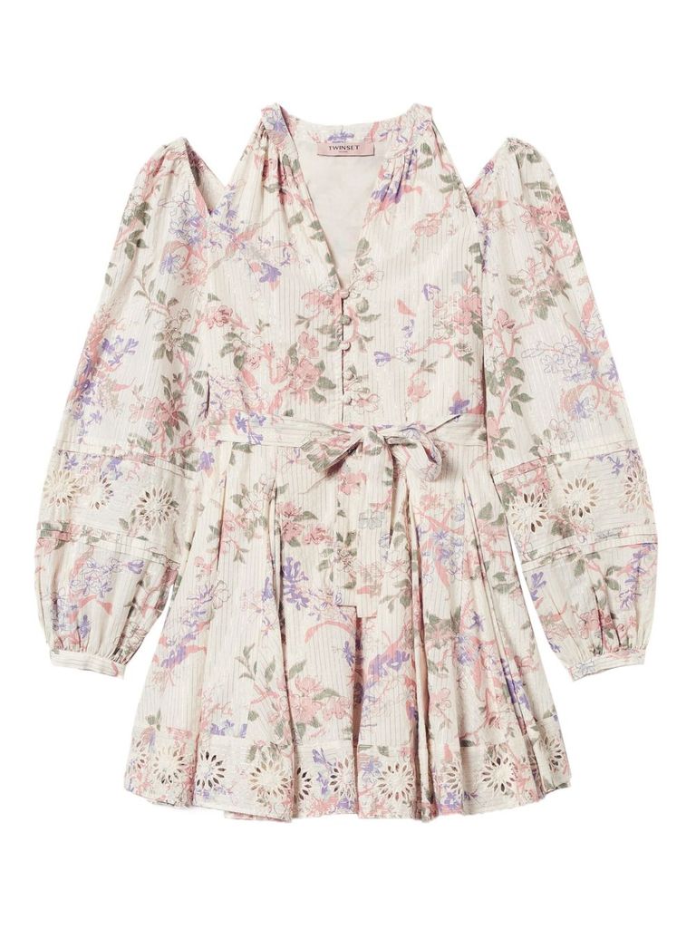 Shop Twinset Multicolour Floral Pattern Mini Dress In Multicolore